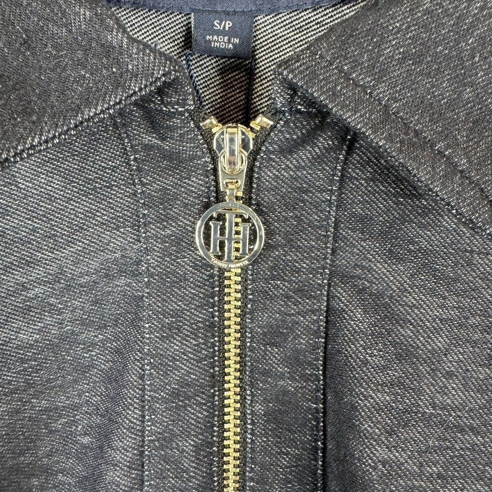 Tommy Hifiger Top Womnes S Blue/Chambray 3/4 Sleeve Quarter Zip Collar NWT - Picture 5 of 9